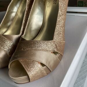Nine West Women's Glittering Gold Peep Toe Heels